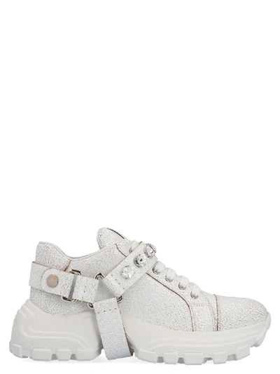 Miu Miu Crystal Harness Platform Trainer In Bianco