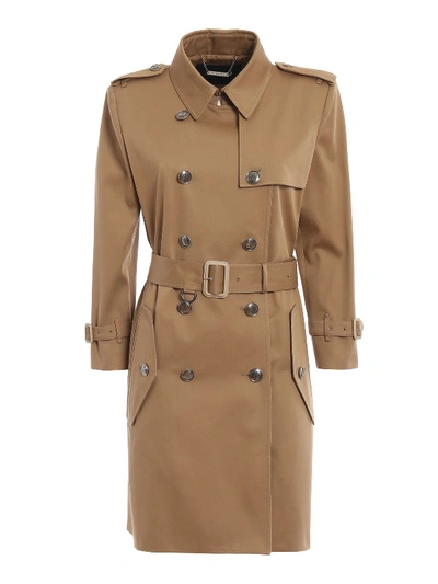 Givenchy Classic Cotton Trench Coat With Shoulder Pads In Dark Beige