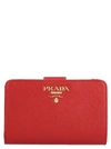 Prada Logo-plaque Folding Wallet In Red