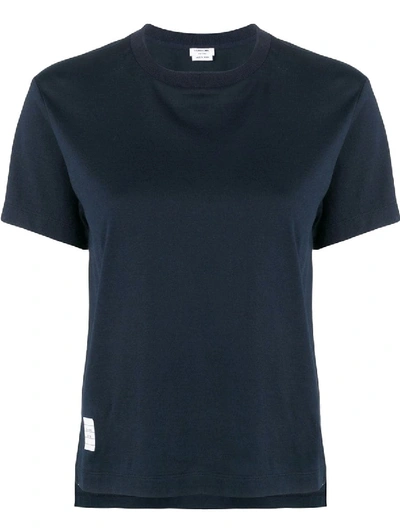 Thom Browne Side Splits Cotton T-shirt In Blue