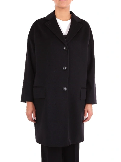 Alberto Biani Black Wool Coat