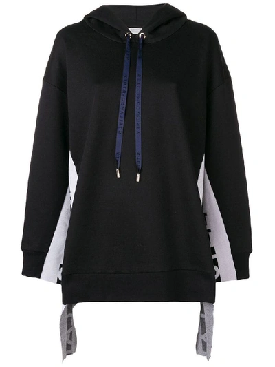Stella Mccartney Black Logo Hooded Cotton Sweatshirt In Blue