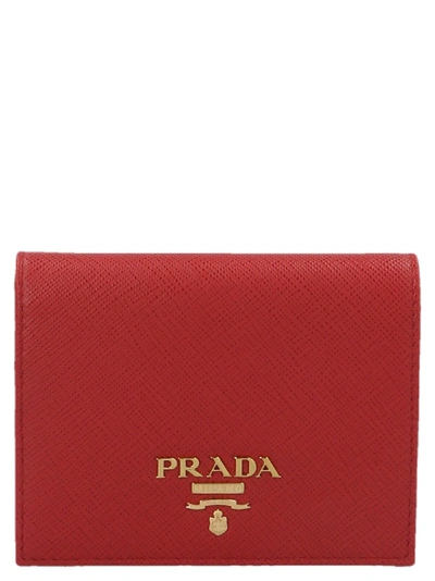 Prada Saffiano Leather Card Holder - 红色 In Red