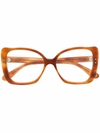 GUCCI GUCCI WOMEN'S BROWN ACETATE GLASSES,GG0473O003 55