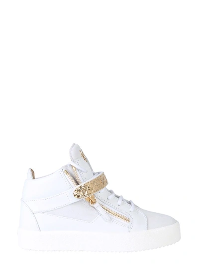 Giuseppe Zanotti White Leather Hi Top Sneakers
