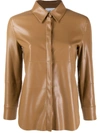 Nanushka Leather Effect Shirt In Brown