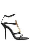 SAINT LAURENT BLACK LEATHER SANDALS,5789120UXDD1000