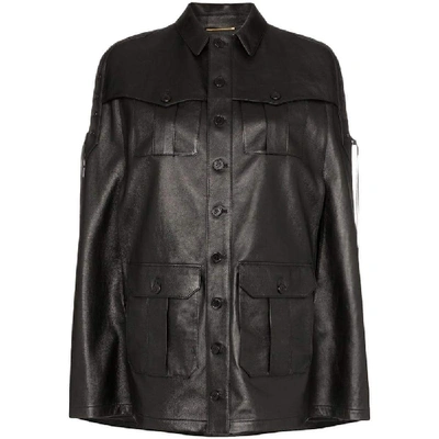Saint Laurent Women's Black Leather Outerwear Jacket