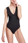 Free People Intimately Fp Keep It Sleek Bodysuit In Black