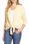 Bobeau Cecile Tie Front Cardigan In Amber