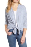 B Collection By Bobeau Cecile Tie Front Cardigan In Blue