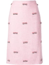 THOM BROWNE THOM BROWNE 领结刺绣铅笔裙 - 粉色