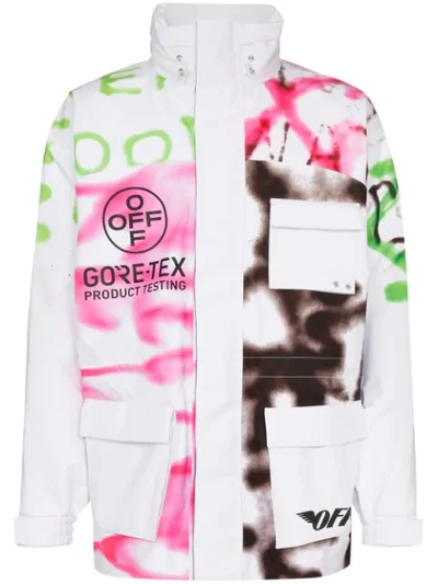 Off-white Goretex Graffiti Print Ski Jacket In White