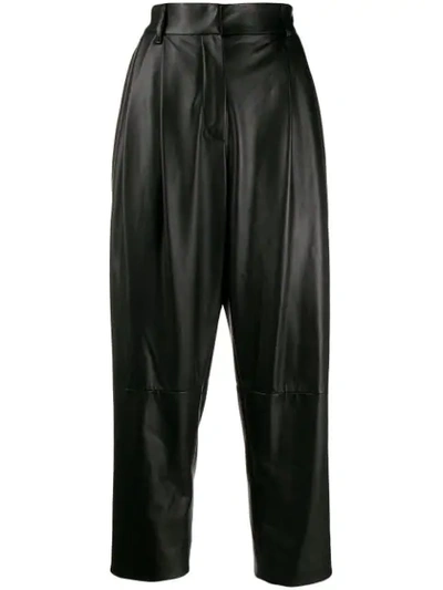 Brunello Cucinelli High-rise Straight Leather Trousers In Black