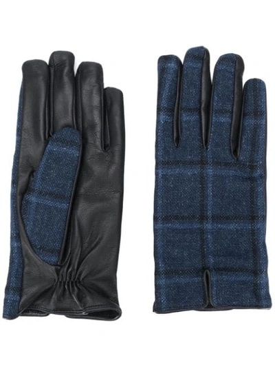 Etro Men's Plaid-back Leather Gloves In 200
