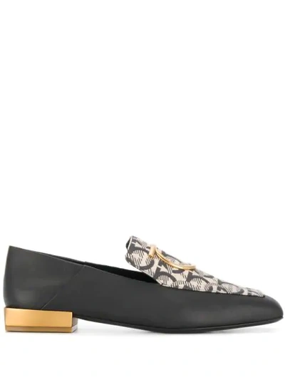 Ferragamo Gancini Mirrored-heel Loafers In Black