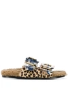 AVEC MODÉRATION AVEC MODÉRATION LEOPARD PRINT SANDALS - 棕色