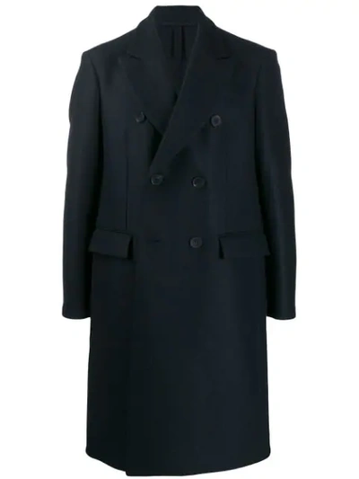 Harris Wharf London Double-breasted Midi Coat In Blue