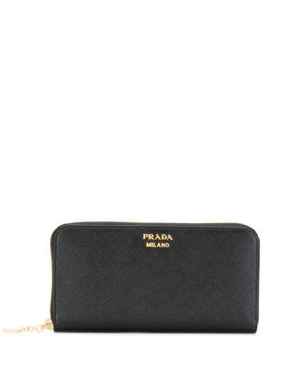 Prada Logo Plaque Wallet - 黑色 In Black