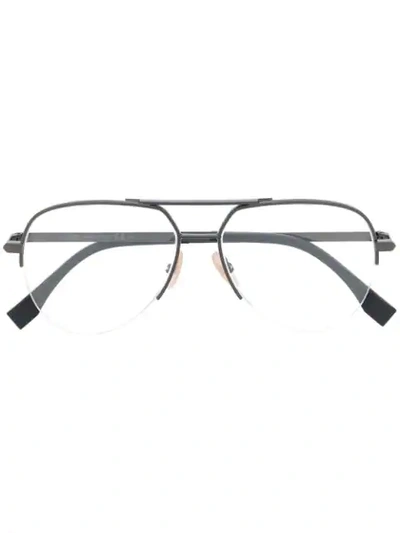 Fendi Eyewear Aviator Frame Optical Glasses - 黑色 In Black