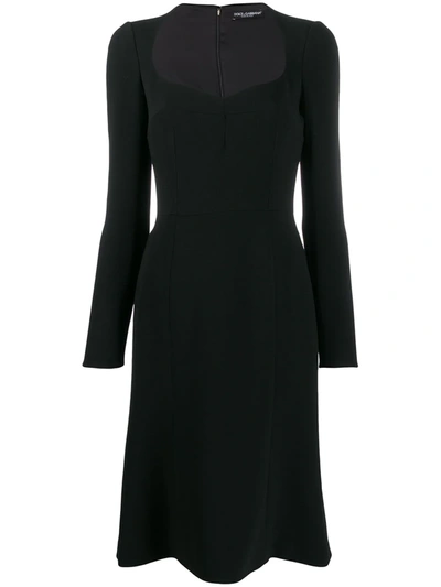 Dolce & Gabbana Long-sleeved Midi Dress In Black