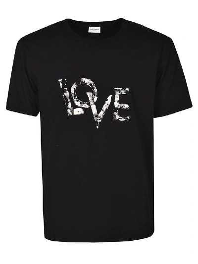 Saint Laurent Love Print T-shirt In Noir Argento