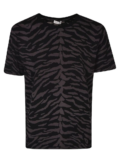 Saint Laurent Zebra Printed T-shirt In Black
