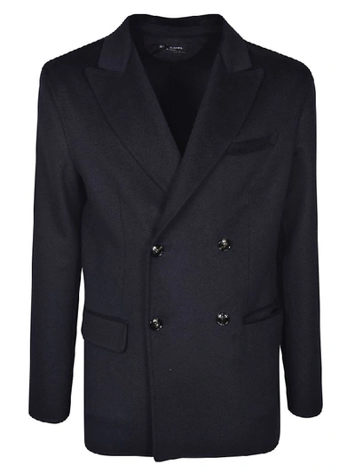 Kiton Double Breasted Blazer In Blue