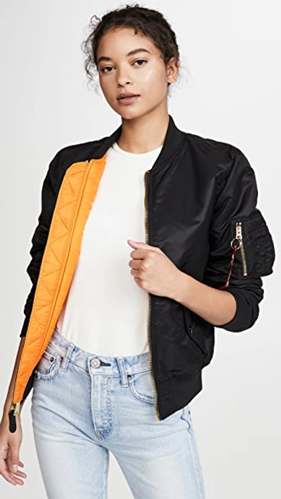 Alpha Industries Ma-1 Reversible Bomber Jacket In Black
