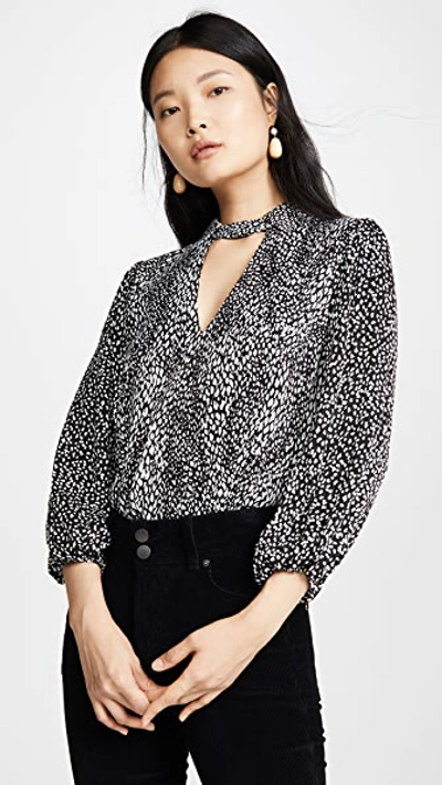 Alice And Olivia Willa Cutout Blouson Sleeve Top In Black
