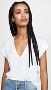 Frame White Cotton V-neck T-shirt In Blanc