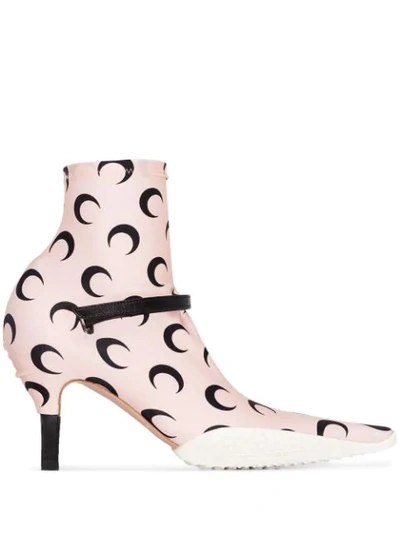 Marine Serre Printed Stretch-jersey Ankle Boots In Neutrals
