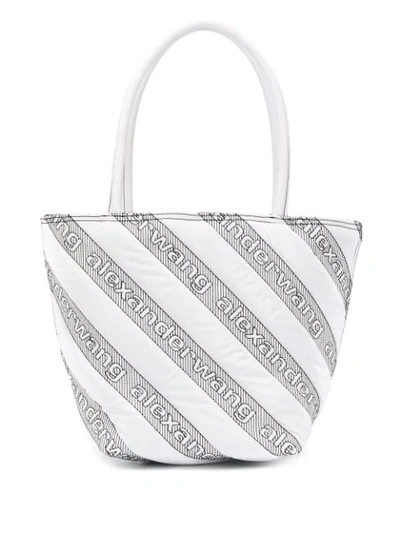 Alexander Wang Quilted Roxy Logo Tote In White,black