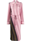 Jw Anderson Belted Striped Crepe De Chine Maxi Dress In Pink