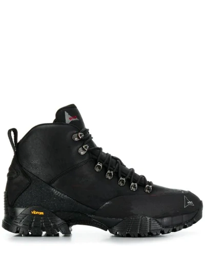 Roa Leather Lace-up Boots In Black