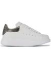 Alexander Mcqueen White Oversize Sneakers With Flat Laces And Contrasting Heel With Logo Lettering In Leather Man In Multi