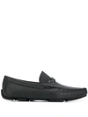 Ferragamo Vara Buckle Driving Shoes In Black