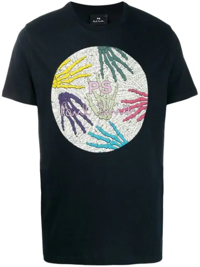 Ps By Paul Smith Skeleton Hand Print T-shirt In Black