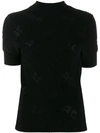 COURRÈGES COURRÈGES SHORT-SLEEVE EMBROIDERED TOP - 黑色