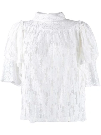 Isabel Marant Étoile Vetea High-neck Tiered Lace Ruffle Top In White