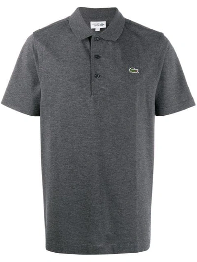 Lacoste Logo-embroidered Cotton Polo Shirt In Grey