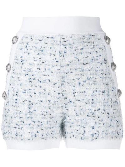 Balmain Buttoned Tweed Short Shorts - 白色 In White
