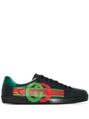 GUCCI GUCCI ACE GG LOGO-PRINTED SNEAKERS - 黑色