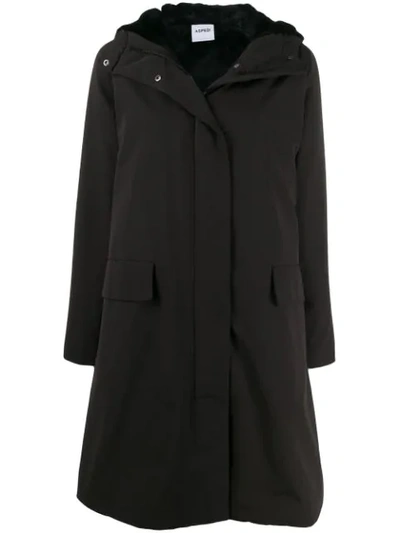 Aspesi Padded Hooded Midi Coat In Black