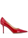 Jimmy Choo Red Love 85 Patent Leather Pumps In Red