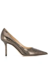 Jimmy Choo Love 85 Metallic Lizard-effect Leather Pumps In Metallic