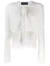 BALMAIN BALMAIN TWEED FRINGED JACKET - 白色