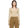 LEMAIRE LEMAIRE TAN BARE SHOULDER SECOND SKIN SWEATER