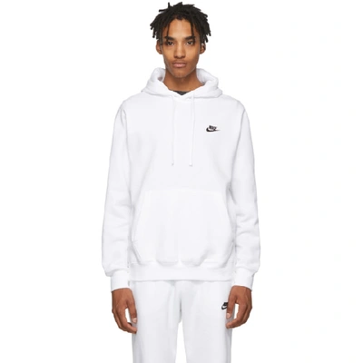Nike Sportswear Club Logo-embroidered Cotton-blend Jersey Hoodie In White