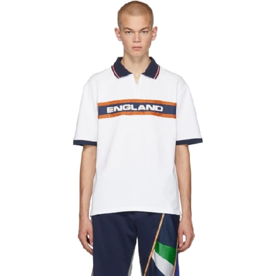 Ahluwalia Studio 白色“england”珠饰 Polo 衫 In White